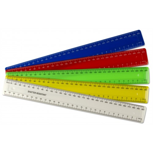 100 x 30cm Various Coloured Plastic Rulers